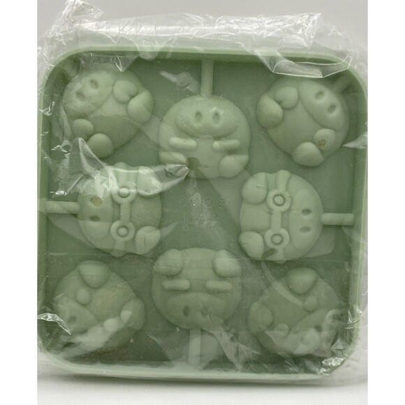 2 Silicone Candy Molds Pigs & Easter Bunny Rabbit Lollipop Suckers With Sticks - Picture 2 of 5